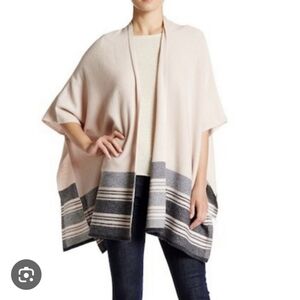 VINCE I XS/S Wool Cashmere Blend Pink And Gray Poncho